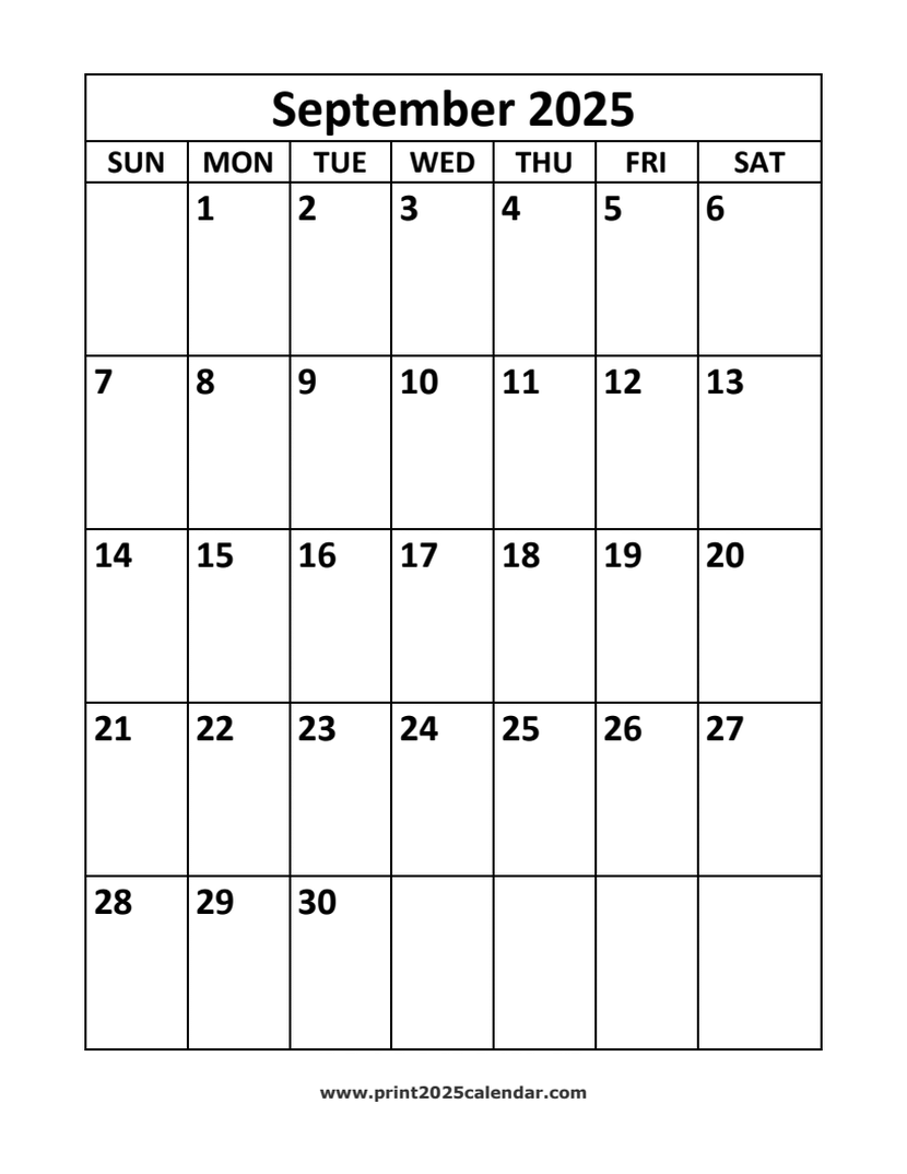 2025 September Calendar Printable